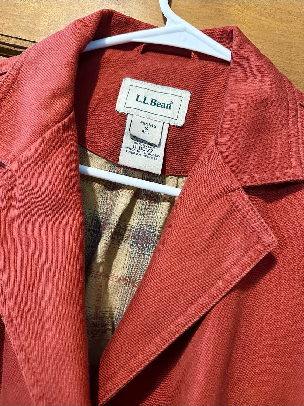 L.L. Bean Cotton Twill Plaid Lined Blazer Jacket Orange Rust Small